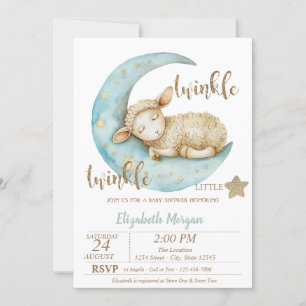 Twinkle Twinkle Little Sheep Baby shower Kaart