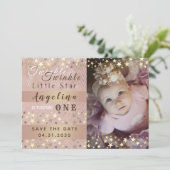 Twinkle Twinkle Little Star 1e Verjaardag Save The Date (Staand voorkant)