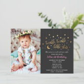 Twinkle Twinkle Little Star 1e verjaardag Uitnodig Kaart (Staand voorkant)