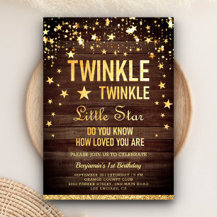 Twinkle Twinkle Little Star 1e Verjaardagsfeestje Kaart