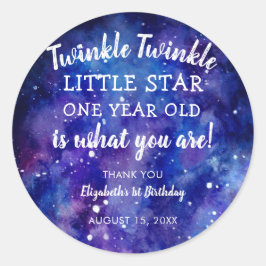 Twinkle Twinkle Little Star 1st Birthday Bedankt Ronde Sticker