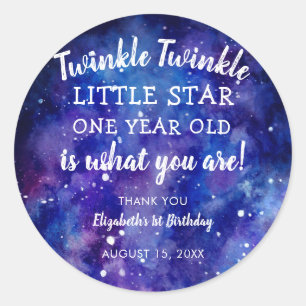 Twinkle Twinkle Little Star 1st Birthday Bedankt Ronde Sticker