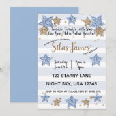 Twinkle Twinkle Little Star 1st Birthday Blue Gold Kaart (Voorkant / Achterkant)