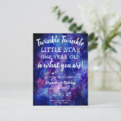 Twinkle Twinkle Little Star 1st Birthday Galaxy Briefkaart (Staand voorkant)