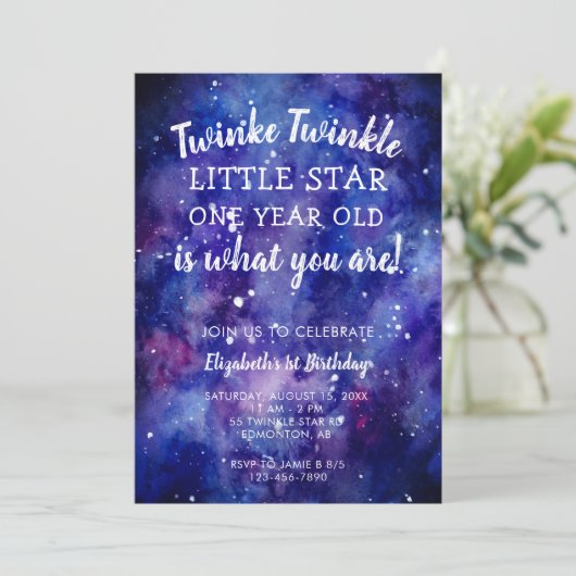 Twinkle Twinkle Little Star 1st Birthday Galaxy Kaart (Staand voorkant)