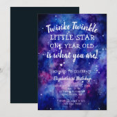 Twinkle Twinkle Little Star 1st Birthday Galaxy Kaart (Voorkant / Achterkant)