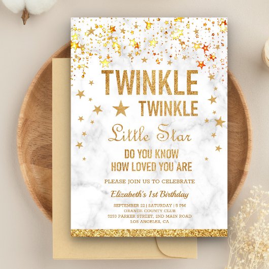 Twinkle Twinkle Little Star 1st Birthday Party Kaart