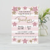 Twinkle Twinkle Little Star 1st Birthday Pink Gold Kaart (Staand voorkant)