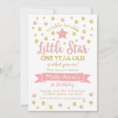 Twinkle Twinkle Little Star 1st Birthday Pink Gold Kaart (Voorkant)