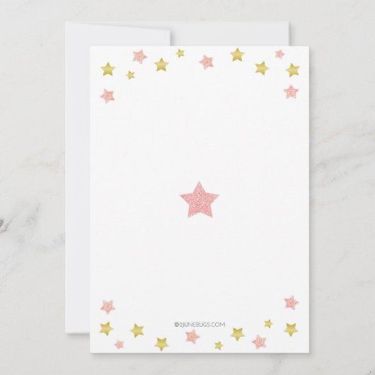 Twinkle Twinkle Little Star 1st Birthday Pink Gold Kaart (Achterkant)