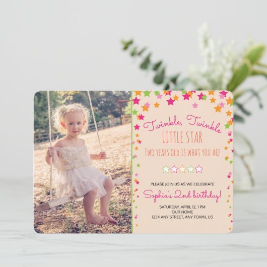 Twinkle Twinkle Little Star 2e verjaardag Kaart (Staand voorkant)