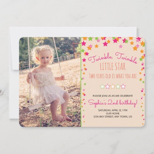 Twinkle Twinkle Little Star 2e verjaardag Kaart (Voorkant)
