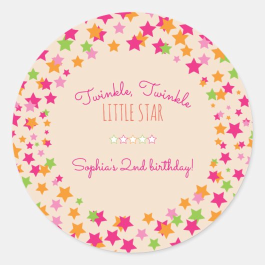 Twinkle Twinkle Little Star 2e verjaardag Ronde Sticker (Voorkant)