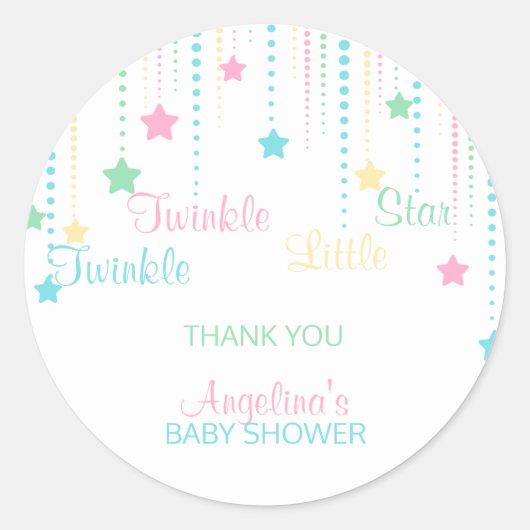 Twinkle Twinkle Little Star - Aangepast Baby showe Ronde Sticker (Voorkant)