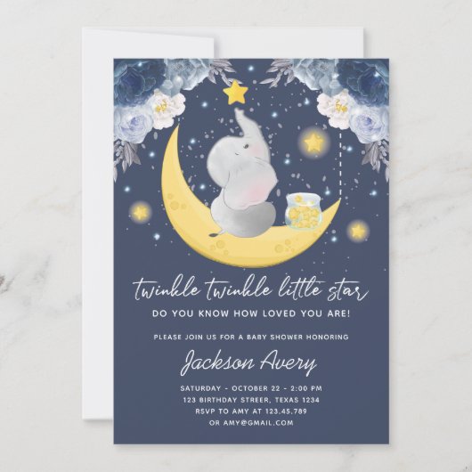 Twinkle Twinkle Little Star Baby Boy Baby shower Kaart (Voorkant)