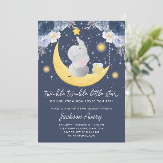Twinkle Twinkle Little Star Baby Boy Baby shower Kaart (Staand voorkant)