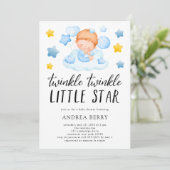 Twinkle Twinkle Little Star Baby Boy Shower Kaart (Staand voorkant)