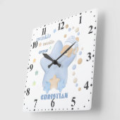 Twinkle Twinkle Little Star Baby Boy Teddy Bear Sq Vierkante Klok (Hoek)