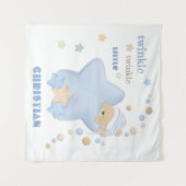 Twinkle Twinkle Little Star Baby Boy Teddy Bear Wandkleed (Voorkant (horizontaal))