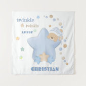 Twinkle Twinkle Little Star Baby Boy Teddy Bear Wandkleed (Voorkant)