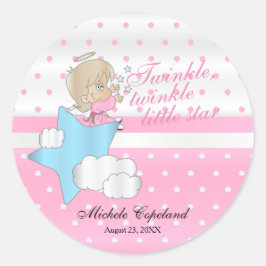 Twinkle, Twinkle Little Star - Baby Girl Ronde Sticker