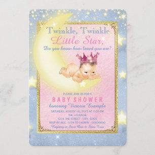 Twinkle Twinkle Little Star Baby Girl Shower Kaart