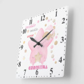 Twinkle Twinkle Little Star Baby Girl Teddy Bear Vierkante Klok (Hoek)