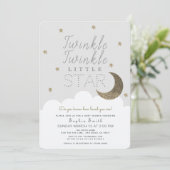 Twinkle Twinkle Little Star Baby Grey Baby shower Kaart (Staand voorkant)