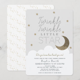 Twinkle Twinkle Little Star Baby Grey Baby shower Kaart
