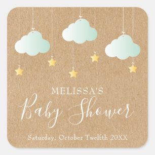 Twinkle Twinkle Little Star Baby Shower / Baby Bor Vierkante Sticker