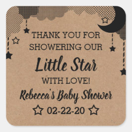 Twinkle Twinkle Little Star Baby shower Bedankt Vierkante Sticker