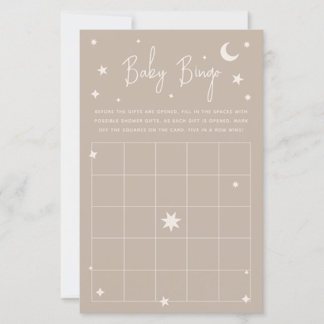 Twinkle Twinkle Little Star Baby Shower Bingo Card (Voorkant)