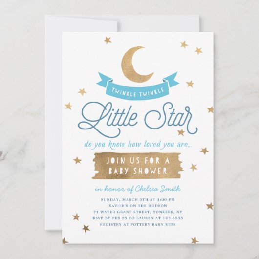 Twinkle Twinkle Little Star | Baby Shower | Blauw Kaart (Voorkant)