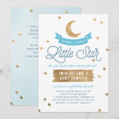 Twinkle Twinkle Little Star | Baby Shower | Blauw Kaart (Voorkant / Achterkant)