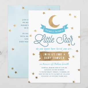 Twinkle Twinkle Little Star   Baby shower   Blauw Kaart