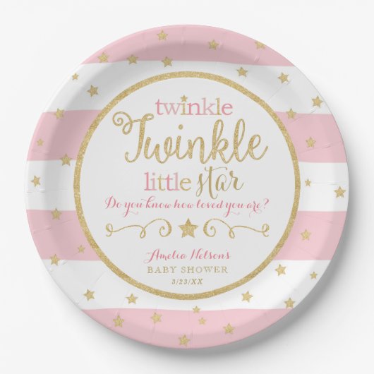 Twinkle Twinkle Little Star Baby shower Borden Papieren Bordje (Voorkant)