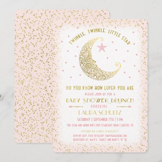 Twinkle Twinkle Little Star Baby shower Brunch Kaart (Voorkant / Achterkant)