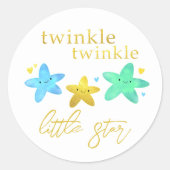 Twinkle Twinkle Little Star Baby shower Envelope Ronde Sticker (Voorkant)