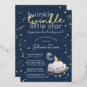 Twinkle Twinkle Little Star Baby shower Folie Uitnodiging
