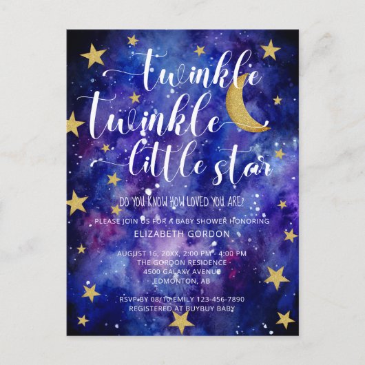 Twinkle Twinkle Little Star Baby shower Galaxy Briefkaart (Voorkant)