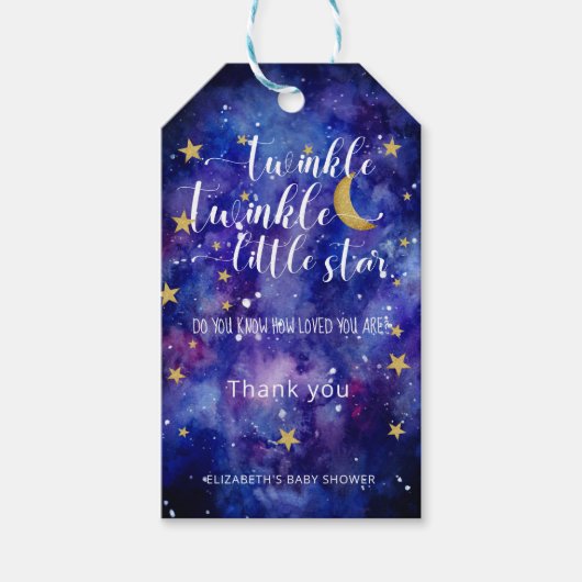 Twinkle Twinkle Little Star Baby shower Galaxy Cadeaulabel (Voorkant)