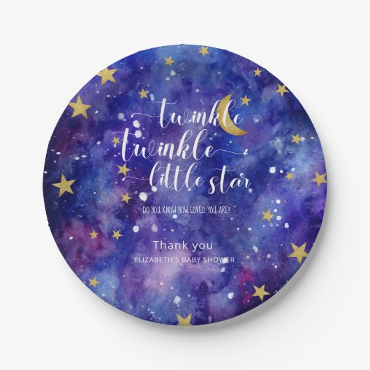 Twinkle Twinkle Little Star Baby shower Galaxy Papieren Bordje (Voorkant)