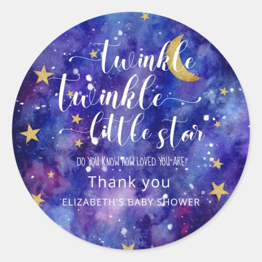 Twinkle Twinkle Little Star Baby shower Galaxy Ronde Sticker (Voorkant)