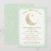 Twinkle Twinkle Little Star Baby shower Gold/Mint Kaart (Voorkant / Achterkant)