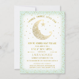 Twinkle Twinkle Little Star Baby shower Gold/Mint Kaart