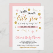 Twinkle Twinkle Little Star Baby Shower, Goud Roze Kaart (Voorkant / Achterkant)