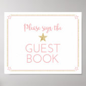 Twinkle Twinkle Little Star Baby shower Guest Book Poster (Voorkant)