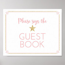 Twinkle Twinkle Little Star Baby shower Guest Book Poster