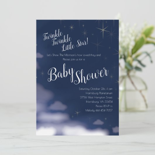 Twinkle Twinkle Little Star Baby shower hemels Kaart (Staand voorkant)