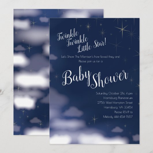 Twinkle Twinkle Little Star Baby shower hemels Kaart (Voorkant / Achterkant)